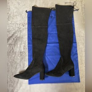 Stuart Weitzman Lesley 75 Black Suede OTK Boots
